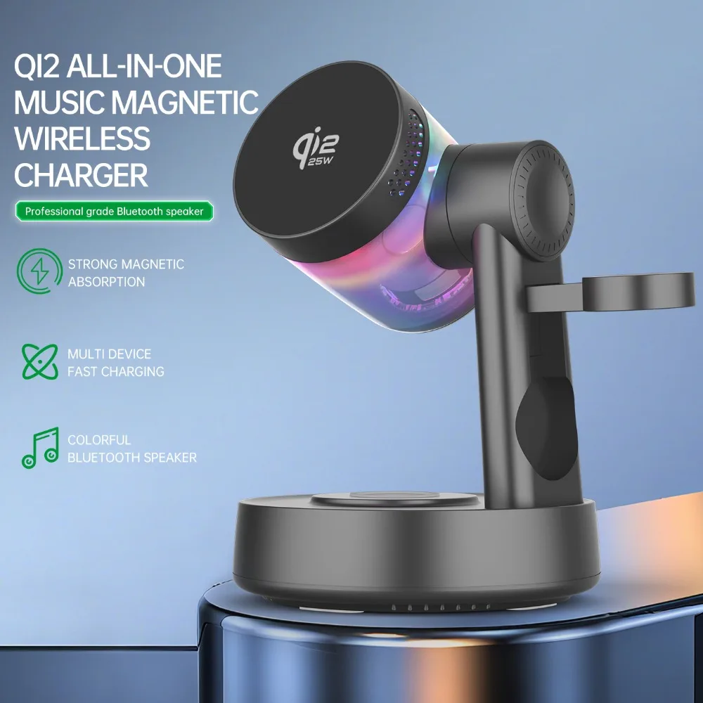 Smartwatch Ac - Qi2 25W RGBライト付き磁気ワイヤレス充電器 iPhone 17～12 Apple