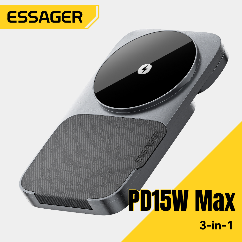Smartwatch Ac - Essager 3-in-1 ポータブル折りたたみ式ワイヤレス充電スタンド 15W 磁気式 iPhone
