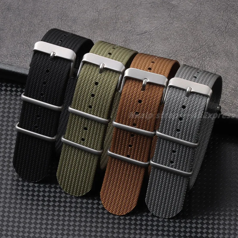 Nylon Nato Strap - 男性用リブ編みナイロンウォッチストラップ,セイコー用ミリタリースポーツストラップ,オメガ,編組ファブリックアクセサリー,18mm, 20mm, 22mm