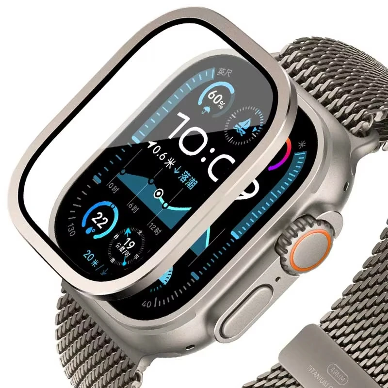 Smartwatch Case - Apple Watch Ultra 49mm 用強化ガラス チタンメタルフレーム