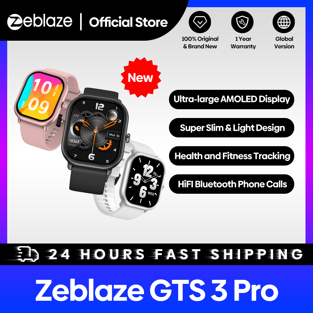 Smartwatch Face - Zeblaze-男性と女性のためのGts 3 Proスマートウォッチ,音声通話,超大型HDスクリーン,健康とフィットネスの追跡,新品