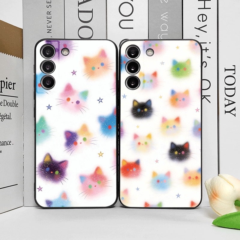 Huawei Nova 12 - 面白い落書きカラフルな猫の頭プリント入りスマホケース Huawei Nova 13 12 11