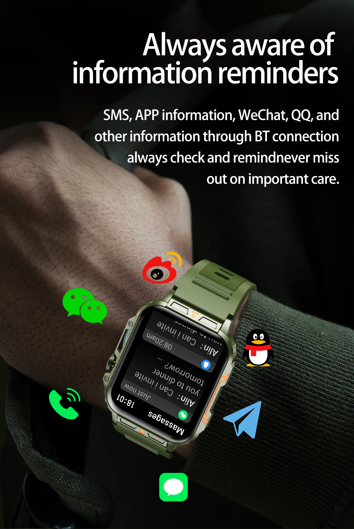 男性用のAmoledミリタリースポーツウォッチ,Androi - Smartwatch Face のレビューと価格