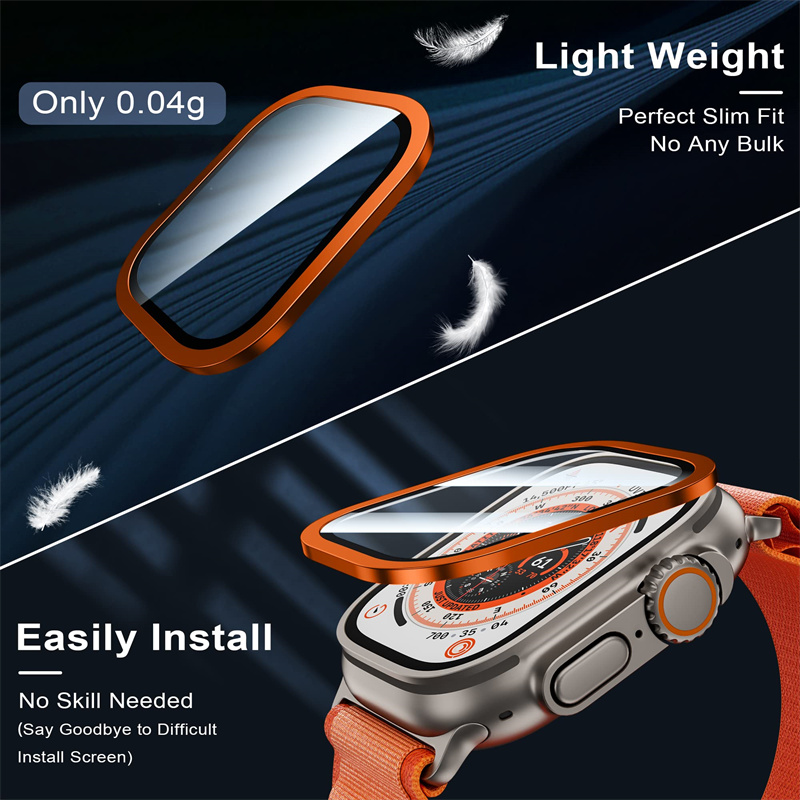 Apple Watch用の傷防止強化ガラス,チタンメタルフレ - Smartwatch Case のレビューと価格