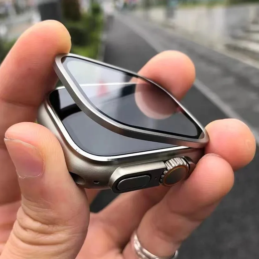 Apple Watch用の傷防止強化ガラス,チタンメタルフレ - Smartwatch Case のレビューと価格
