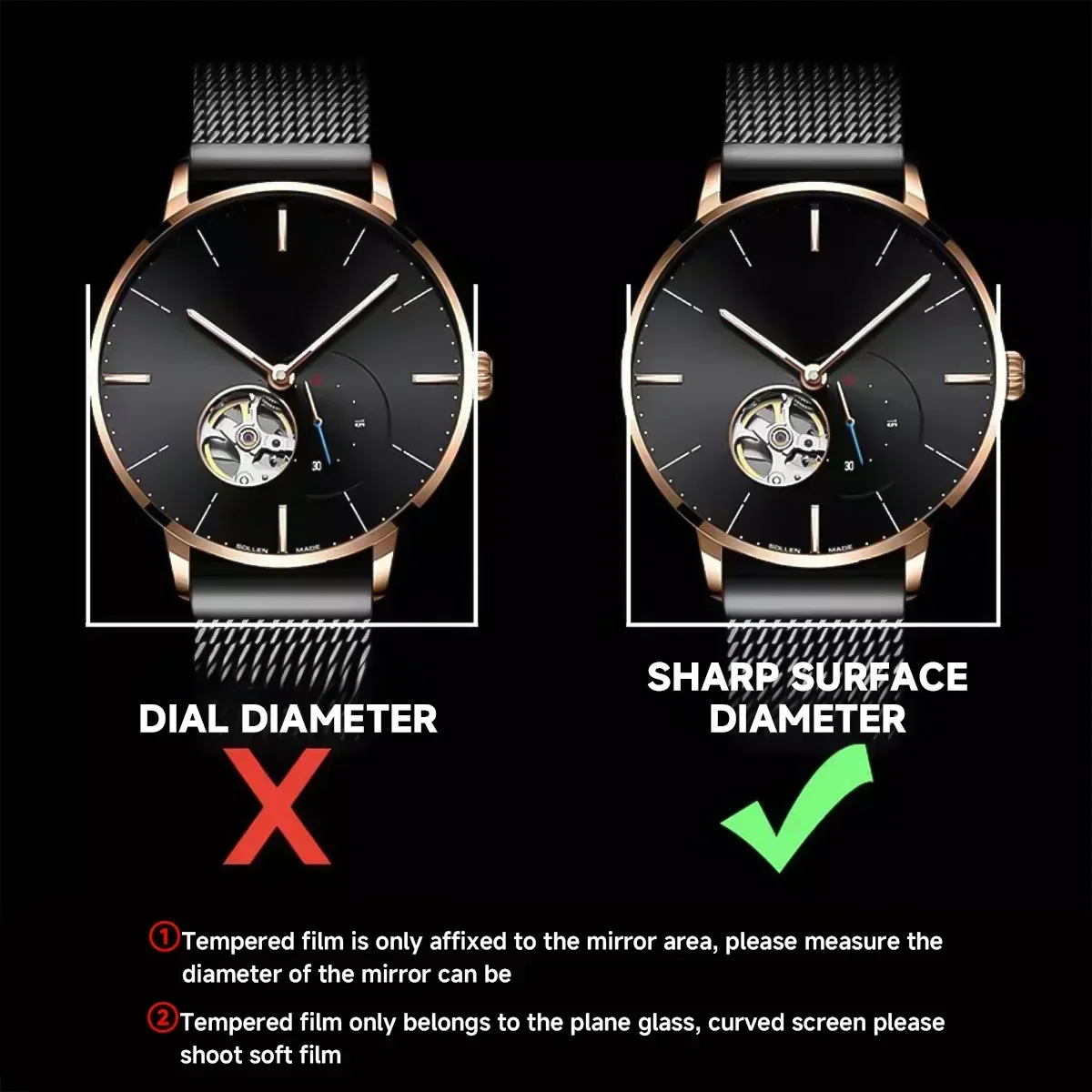 26-46 ミリメートルユニバーサル強化ガラススマートウォッ - Watch Face Protector のレビューと価格