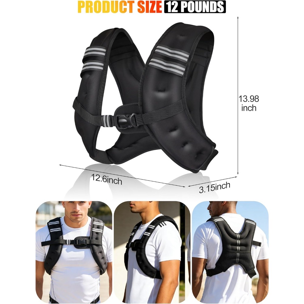 フィットネスウェイトベスト、鉄製ペレット入り、調節可能なスト - Rugged Sport Strap のレビューと価格
