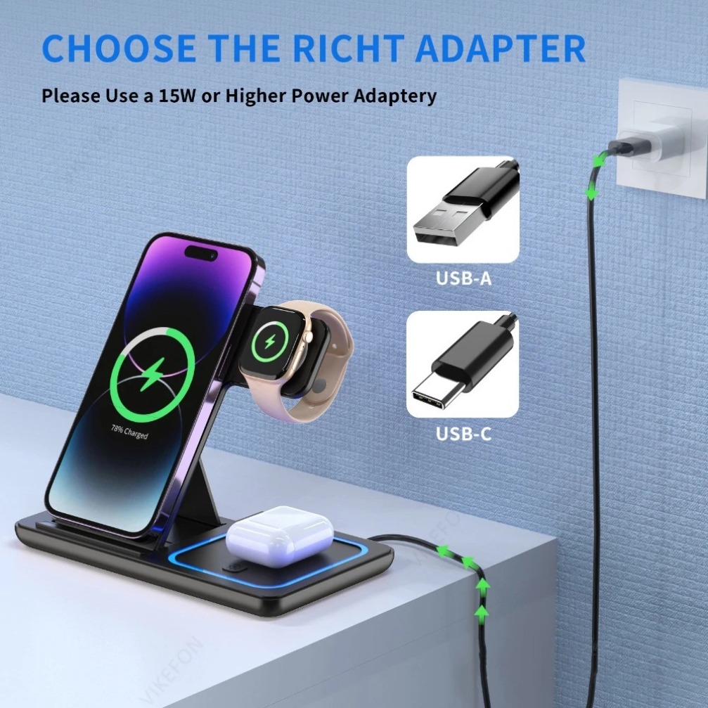 折りたたみ式3in1ワイヤレス充電ステーション iPhone - Smartwatch Ac のレビューと価格