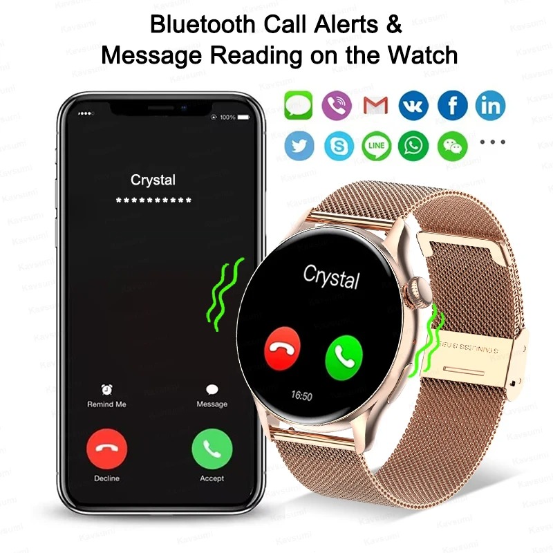 女性スマートウォッチ NFC AMOLED スクリーン血中酸 - Smartwatch Custom のレビューと価格