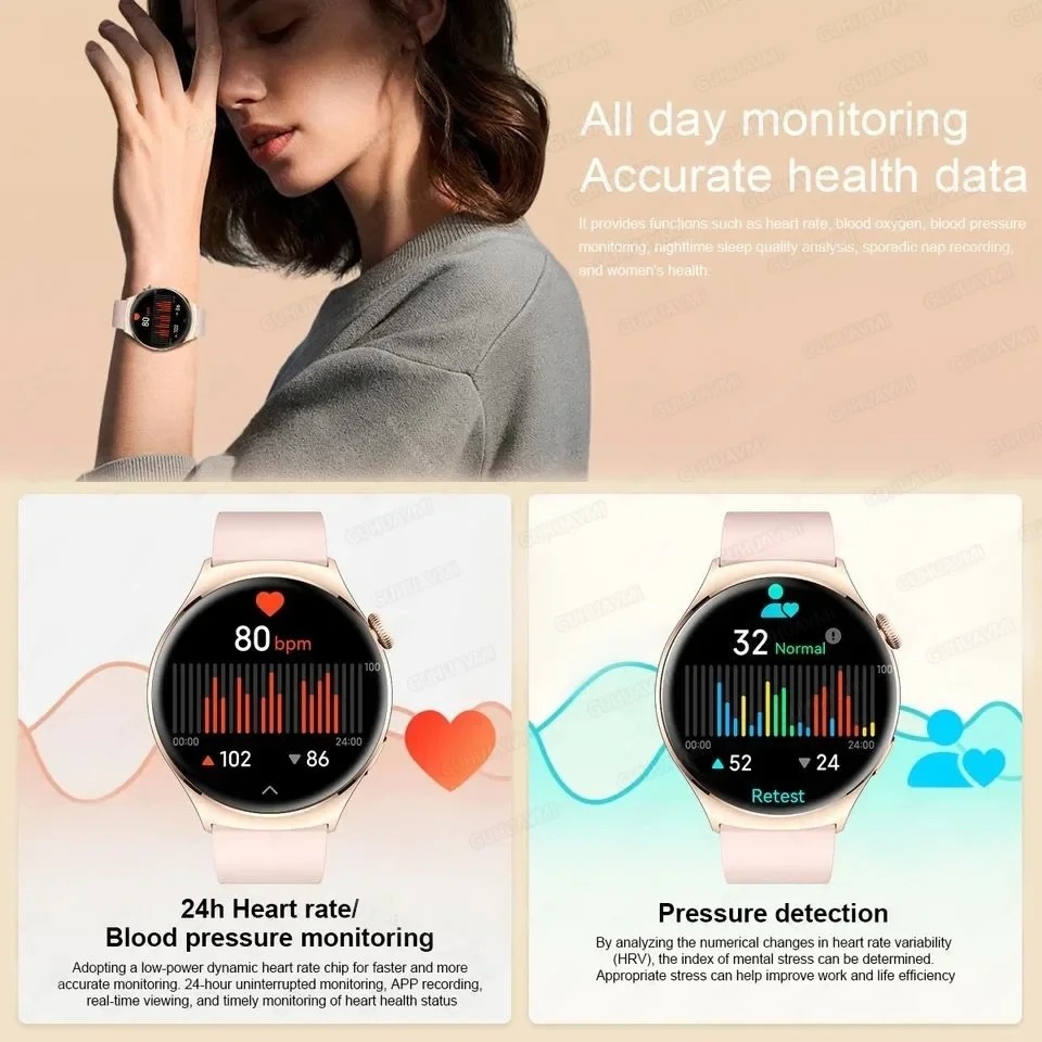 女性スマートウォッチ NFC AMOLED スクリーン血中酸 - Smartwatch Custom のレビューと価格