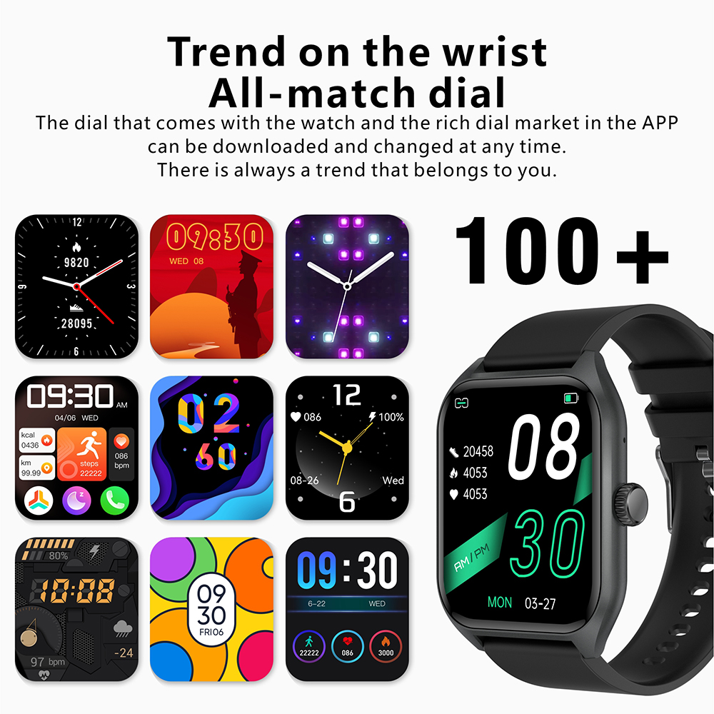 スマートウォッチ男性女性フルタッチカスタムダイヤル心拍数睡眠 - Smartwatch Custom のレビューと価格